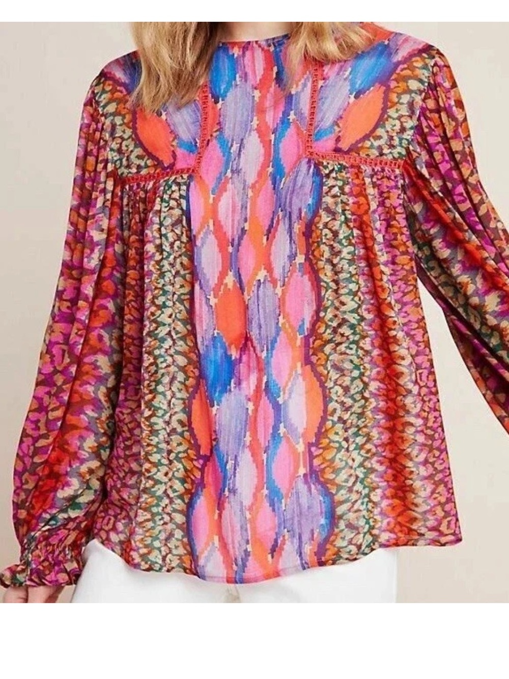 Bl^nk London Anthropologie Miranda Peasant Blouse Festival Boho Whimsical Size L